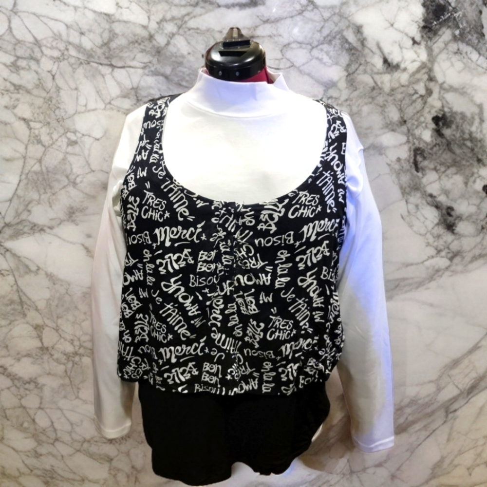 TORRID Black/White French Layered Top Sz 00